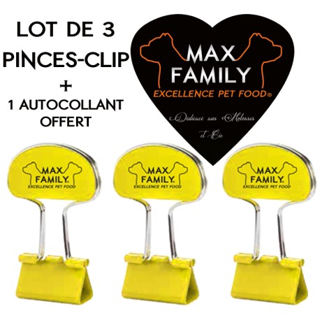 LOTS DE 3 PINCES CLIP + Autocollant Offert MAX FAMILY