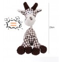 Jouet à mâcher avec couineur pour chien - GIRAFE blanc et brun