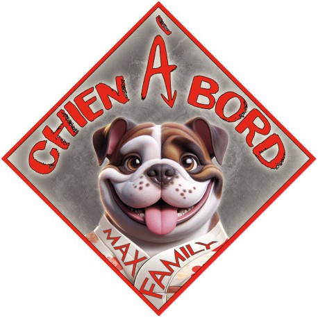 Aimant CHIEN A BORD - Magnet Toon orange vif - Panneau aimanté de VOITURE MAX FAMILY