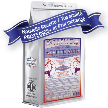 ADULTE 26/12 - X-TREM Dog Croquette naturelle et économique pour chien en 18kg