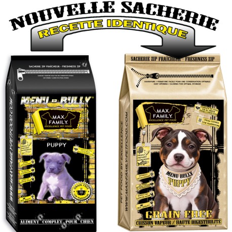 Menu BULLY Puppy - by MAX FAMILY - Croquette sans céréale pour chiot