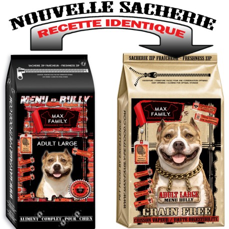 Menu BULLY Adulte Large - by MAX FAMILY - Croquette sans céréale pour chiot